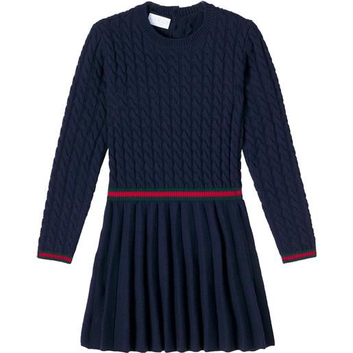 Gucci Kids abito in lana a trecce con motivo webstripe