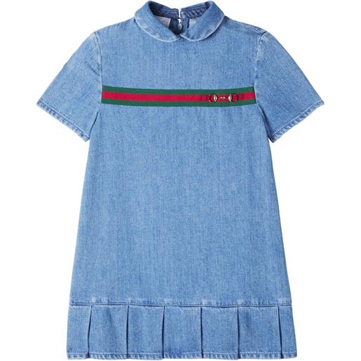 Gucci Kids abito di jeans horsebit web stripe