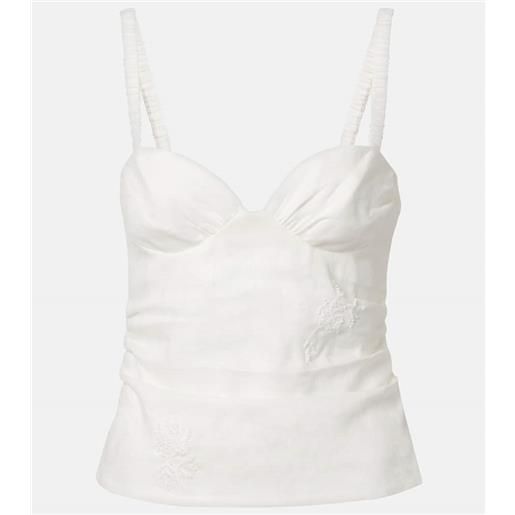 SIR top alessandra in lino con ricamo