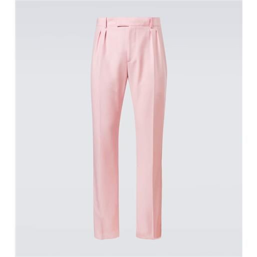 McQueen pantaloni slim in lana e mohair con seta