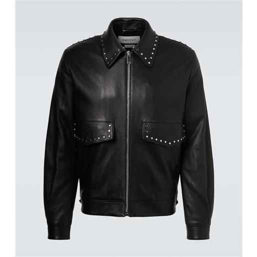 McQueen giacca in pelle con borchie