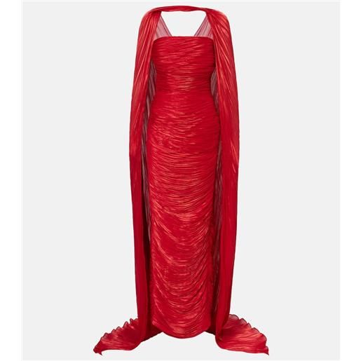 Marmar Halim abito bustier plissã© con cappuccio