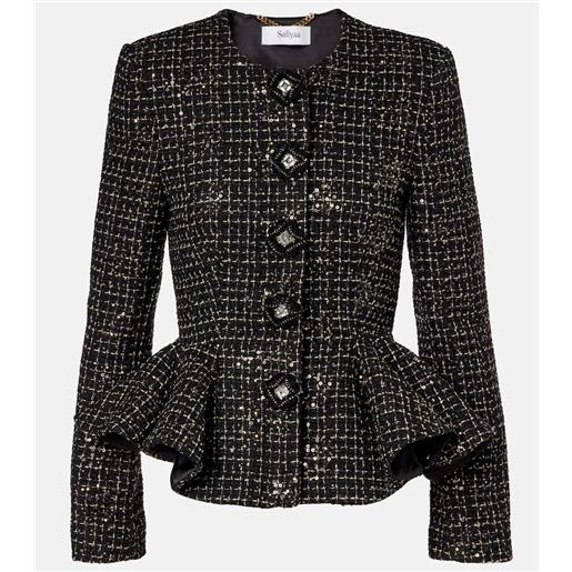 Safiyaa giacca tomomi in tweed con paillettes