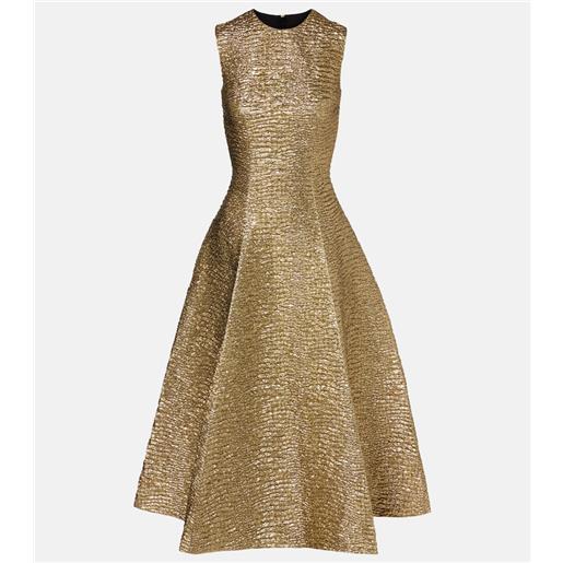 Emilia Wickstead abito midi mara in seersucker metallizzato