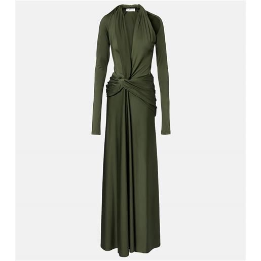 Victoria Beckham abito lungo in jersey con ruches