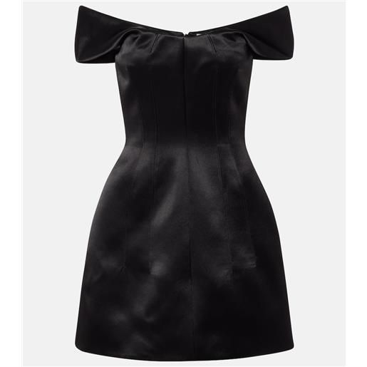 McQueen miniabito in raso con scollo bardot