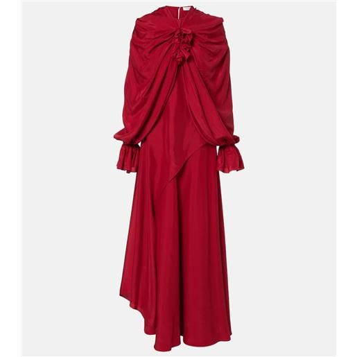 McQueen abito lungo in seta con applicazioni floreali