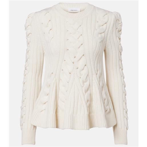 McQueen pullover in lana e cashmere a trecce