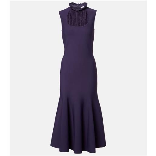 McQueen abito midi con volant e pizzo