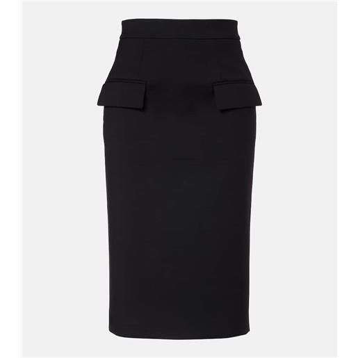 McQueen gonna a tubino in gabardine di lana a vita alta