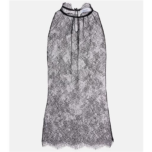 McQueen top in pizzo con stampa floreale