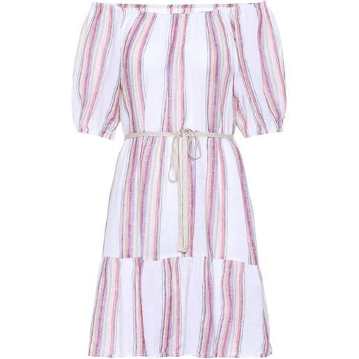 Velvet miniabito cinthia a righe in misto lino