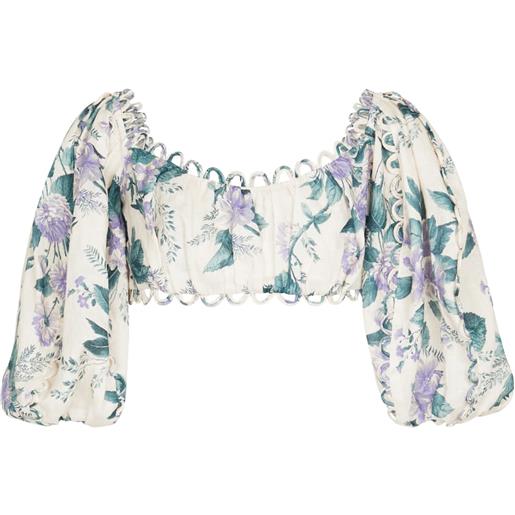 Zimmermann top cropped cassia con stampa floreale