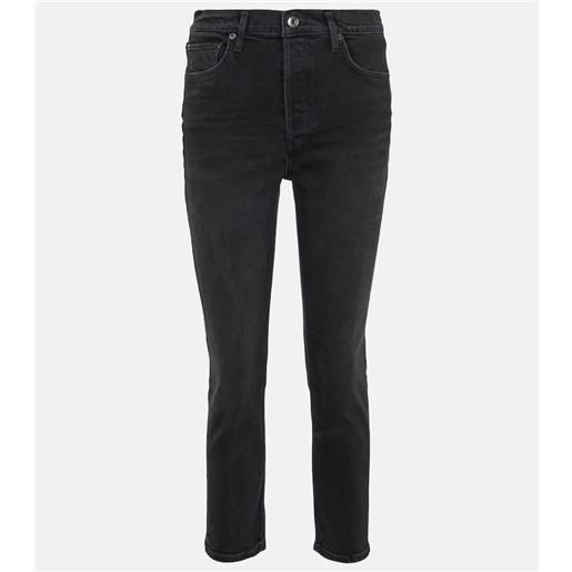 Agolde jeans slim cropped riley a vita alta