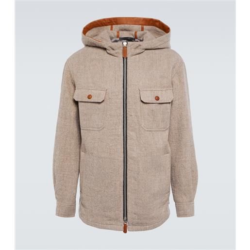 Giorgio Armani blouson in lana vergine con cappuccio
