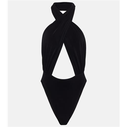 Norma Kamali body con scollo allâamericana