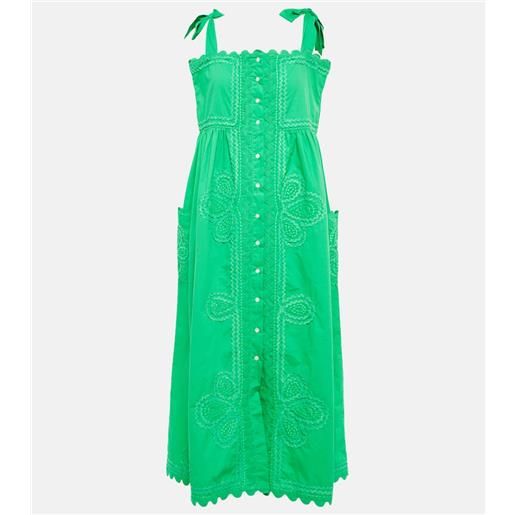 Juliet Dunn abito midi in popeline di cotone con ricamo