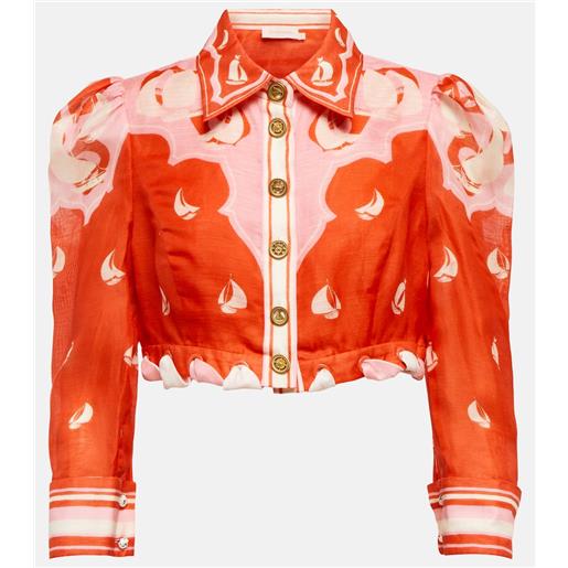 Zimmermann camicia cropped in seta e lino
