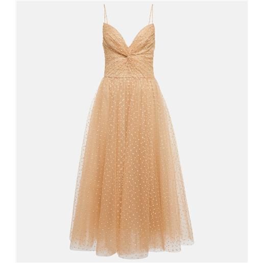 Monique Lhuillier abito midi in tulle a pois