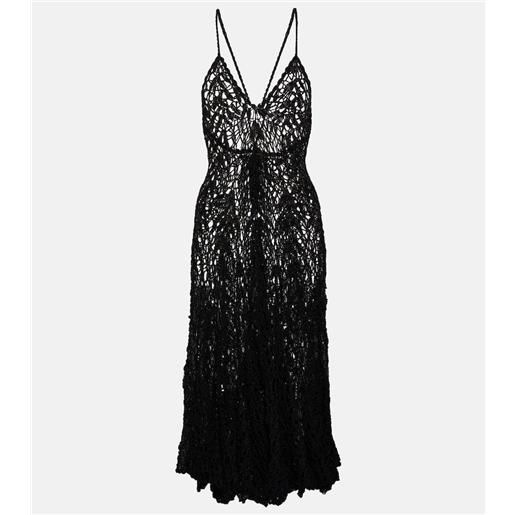 Anna Kosturova abito midi in maglia traforata di cotone