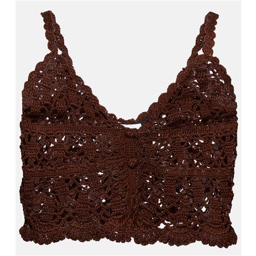 Anna Kosturova top cropped in crochet di cotone
