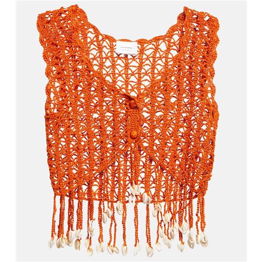 Anna Kosturova top cropped in crochet con decorazione