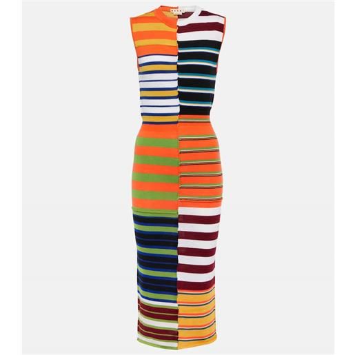 Marni abito midi in lana a righe