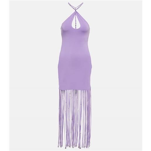 Rotate abito lungo in jersey con frange