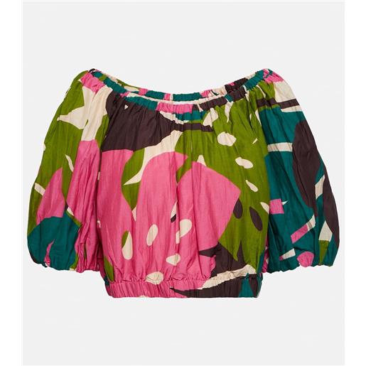 Velvet top britney in cotone e seta con stampa