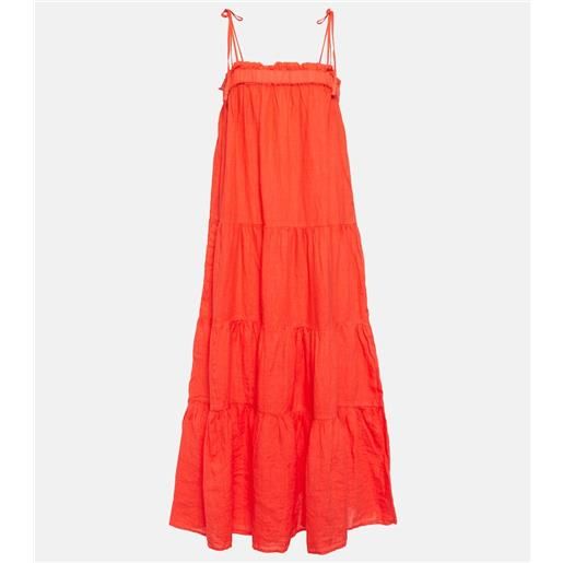 Velvet abito lungo charlie in lino a balze