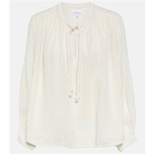 Velvet blusa in cotone con fiocco