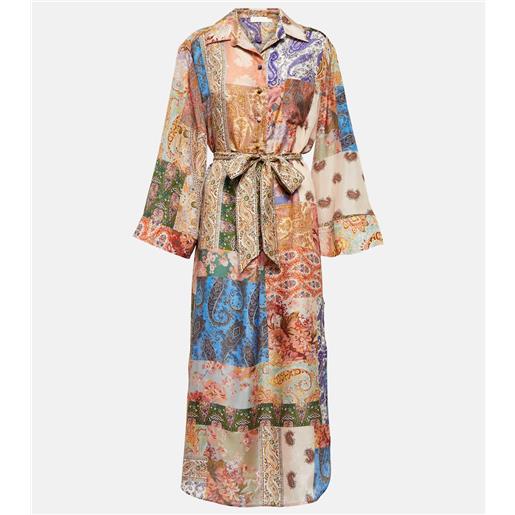 Zimmermann abito midi devi in seta con stampa paisley