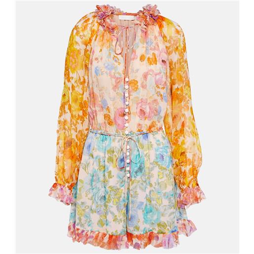 Zimmermann jumpsuit corta raie in seta con stampa