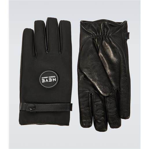 Giorgio Armani guanti neve in pelle e nylon