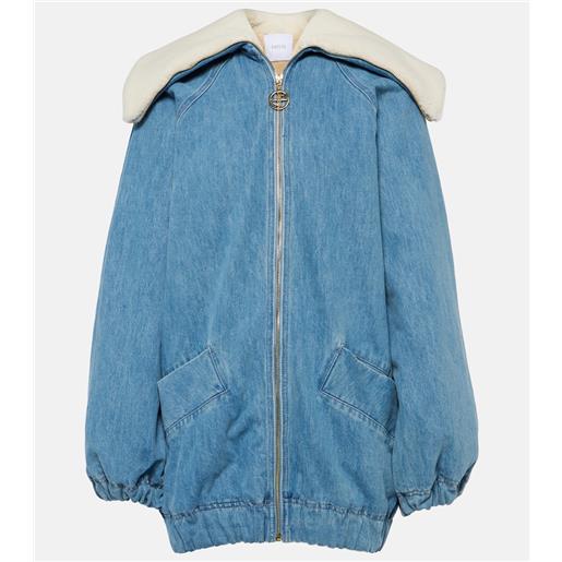 Patou bomber in denim e shearling sintetico