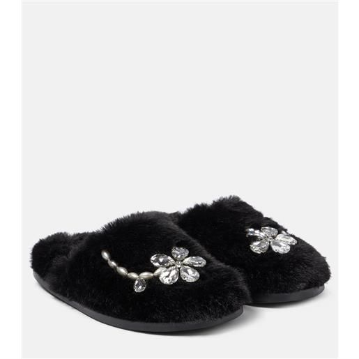 Simone Rocha slippers in shearling sintetico con cristalli