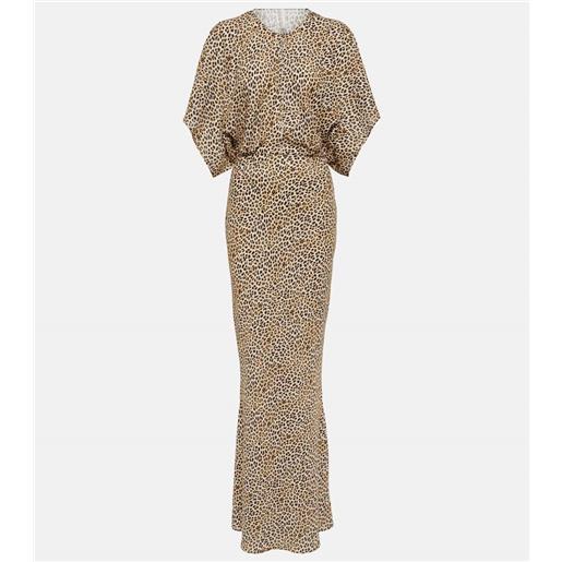 Norma Kamali abito lungo obie in georgette con stampa