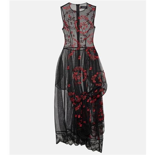 Simone Rocha abito midi in tulle con ricami