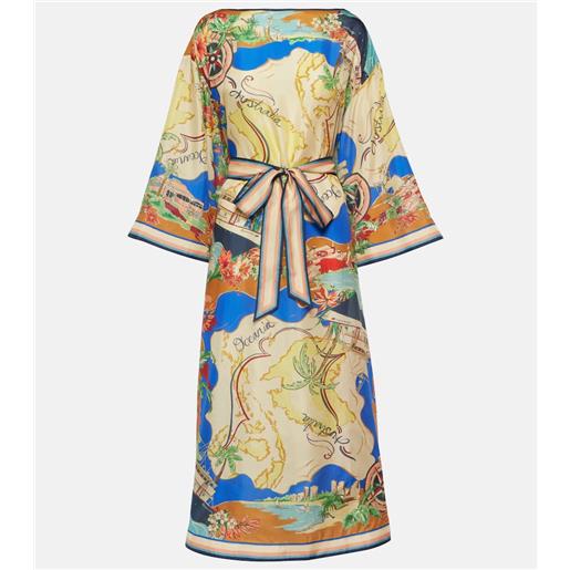 Zimmermann abito midi alight in seta con stampa