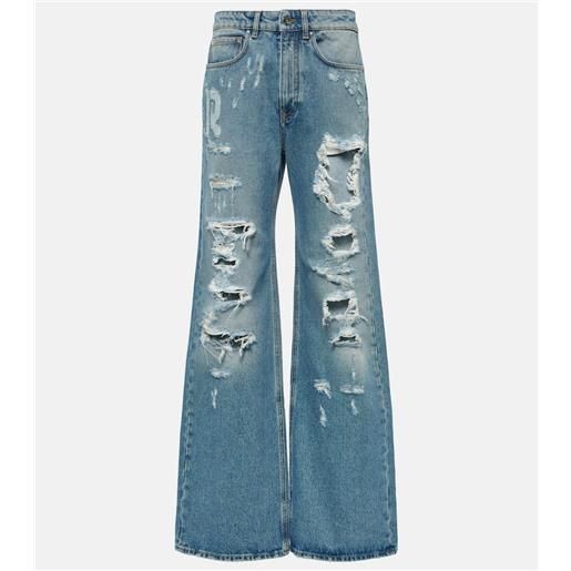 Rabanne jeans a gamba larga e vita alta