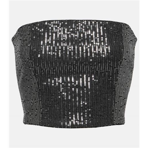 Rotate top a tubino in twill con paillettes