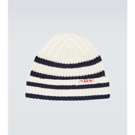 Marni berretto in lana vergine a righe