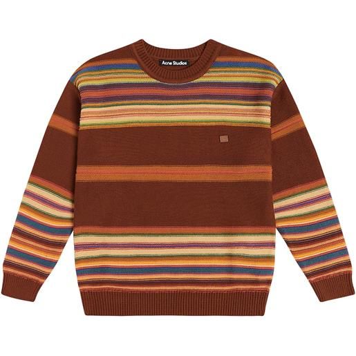 Acne Studios Kids pullover face logo in cotone a righe