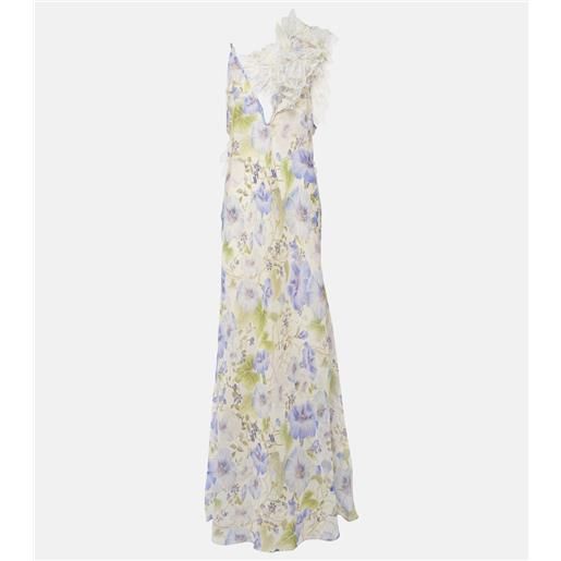 Zimmermann abito lungo natura in organza di lino e seta