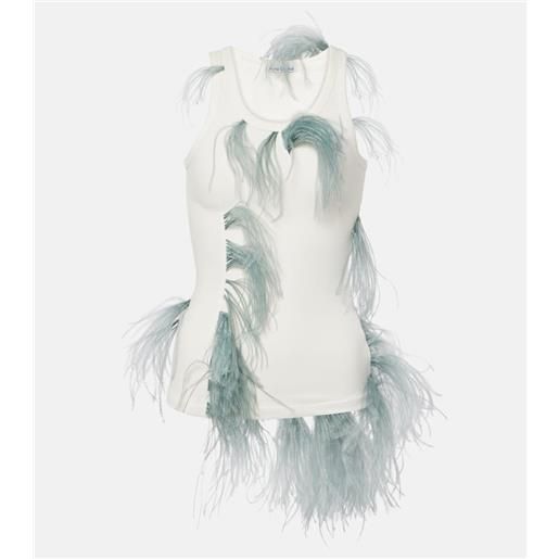 Acne Studios tank top in misto cotone con piume