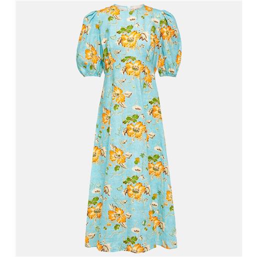 Alemais alã©mais abito midi in lino con stampa