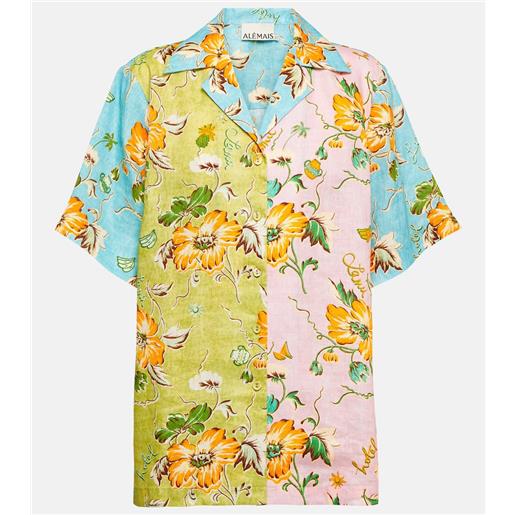 Alemais alã©mais camicia mana in lino con stampa