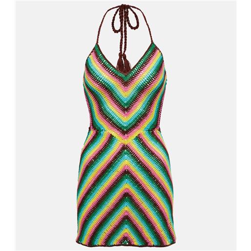 Anna Kosturova miniabito in crochet di cotone a righe