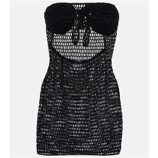 Anna Kosturova miniabito camellia in crochet di cotone