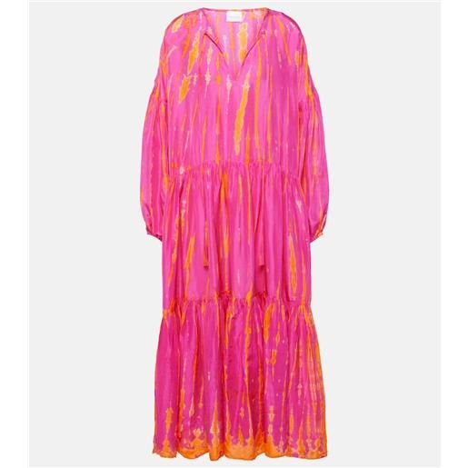 Anna Kosturova abito midi amelia in seta tie-dye